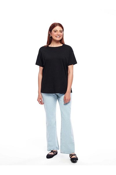 LC Waikiki Lc Waiki Limitless Crew Neck Plain Short Sleeve Oversize Women's T-Shirt