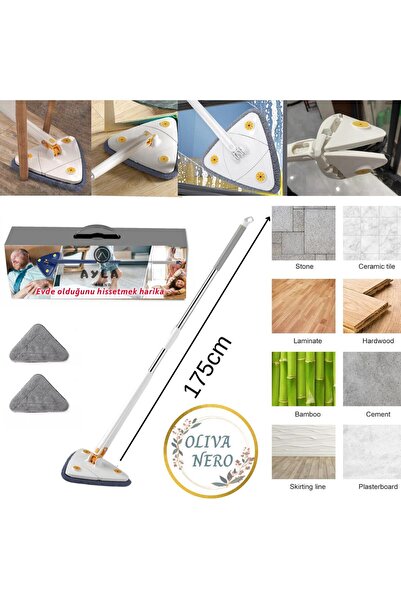 HALL BREATHE Kendinden Sıkmalı Üçgen Temizlik Mop, 175 cm, cam, duvar, tavan,...