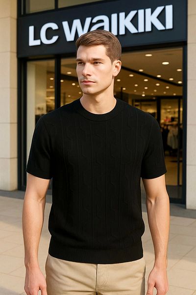 LC Waikiki Lc Waiki 100% Cotton Striped Pattern Luxury Design Summer Short Sleeve Men's Knitwear T-Shirt - T-Shirt