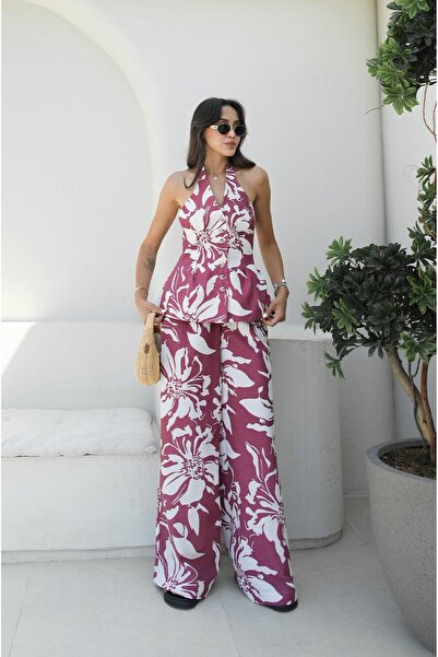 Havoş Σετ παντελόνι με γιλέκο μπορντό ανοιχτόχρωμο