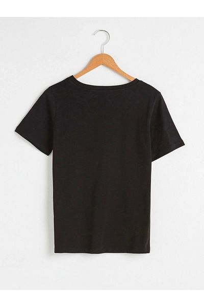 LC Waikiki Lc Waiki Women's Black T-Shirt V Neck Plain Short Sleeve from Your Fashion Style