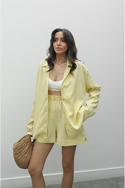 Havoş Yellow Fabian Shirt Shorts Set