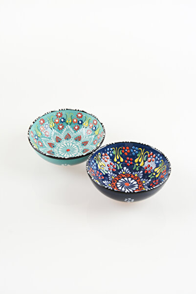 ADEN LİNA ART WORKSHOP طقم 2 قطعة مصنوعة يدوياً باللون الأخضر المائي - أزرق د...