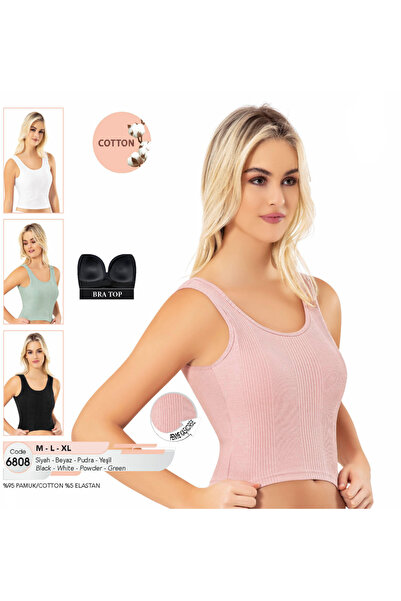 Fily İç Giyim Pamuklu Kaşkorse Kumaş Kalın Askılı Kendinden Sütyenli Crop Atlet