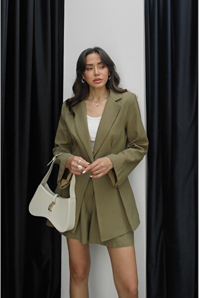 Havoş Çağla Single Button Detailed Linen Suit