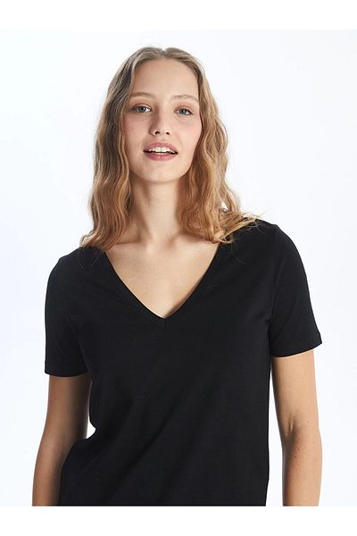 LC Waikiki Lc Waiki New Season V-Neck Plain Short Sleeve Women's T-Shirt - S4Hy10Z8