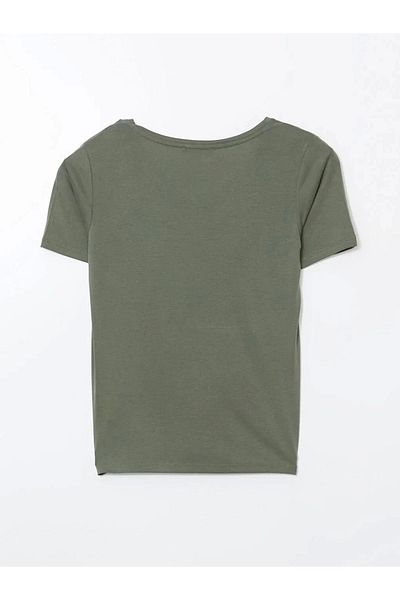 LC Waikiki Lc waiki classic haki v-neck women's t-shirt