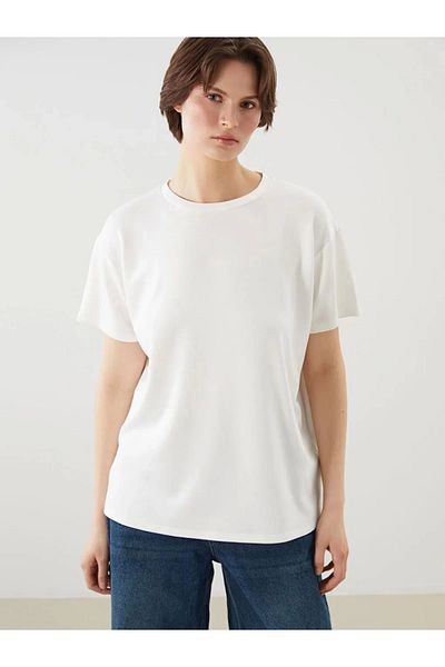 LC Waikiki Lc Waiki Classic Ecru Crew Neck Women's T-Shirt