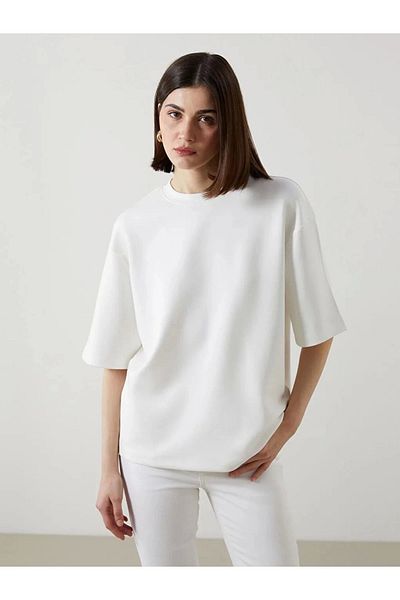 LC Waikiki Lc Waiki Vision Ecru Crew Neck Women's T-Shirt