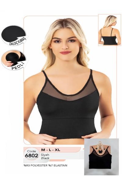İç Giyim Polyester Dalgıç Kumaş Pedli Crop Atlet