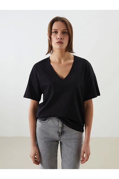 LC Waikiki Lc Waiki New Season V-Neck Oversize Women's T-Shirt - S5Nk78Z8