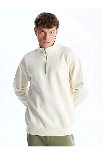 LC Waikiki Lc Waiki Casual Pale Beige Stand Collar Long Sleeve Men's Sweatshirt
