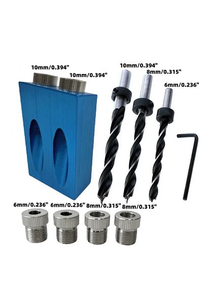 Choice SET-B Woodworking Pocket Hole Jig Kit 6/8/10mm Angle Drill Guide Set Hole Puncher Locator Jig Drill