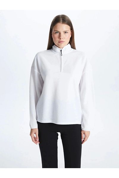 LC Waikiki Lc Waiki for Myself's Stand Collar Straight Long Sleeve Oversize Women's Sweatshirt