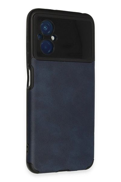 CepteToptan حافظة هاتف Xiaomi Poco M5 من السيليكون والجلد - أزرق داكن - MKİ1436-5514