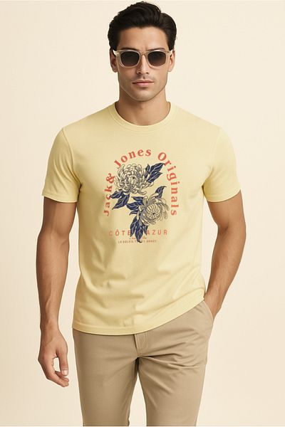 Jack & Jones Tricou cu logo pentru bărbați, galben