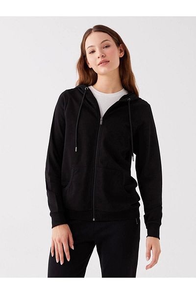 LC Waikiki Lc Waiki Basic Hooded Plain Long Sleeve Women's Zip Sweatshirt