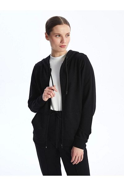 LC Waikiki Lc Waiki Classic Hooded Plain Long Sleeve Women's Zip Sweatshirt