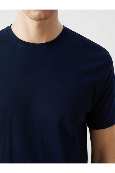 LC Waikiki Lc waiki classic blue bicycle collar short sleeve combed cotton men's t-shirt