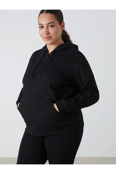 LC Waikiki Lc Waiki Basic Hooded Plain Long Sleeve Women's Zip Sweatshirt