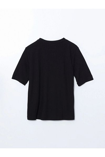 LC Waikiki Lc Waiki Modest Black Crew Neck Oversize Women's T-Shirt