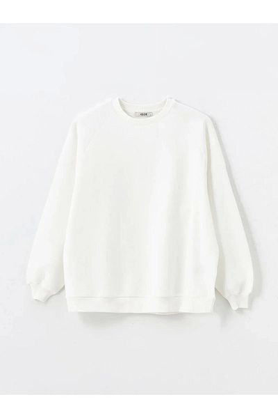 LC Waikiki Lc Waiki Xside Ecru Crew Neck Printed Oversize Women's Sweatshirt