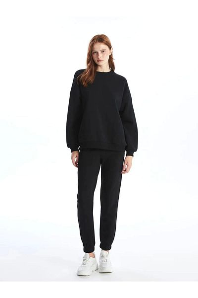 LC Waikiki Lc Waiki Xside New Black Crew Neck Oversize Women's Sweatshirt