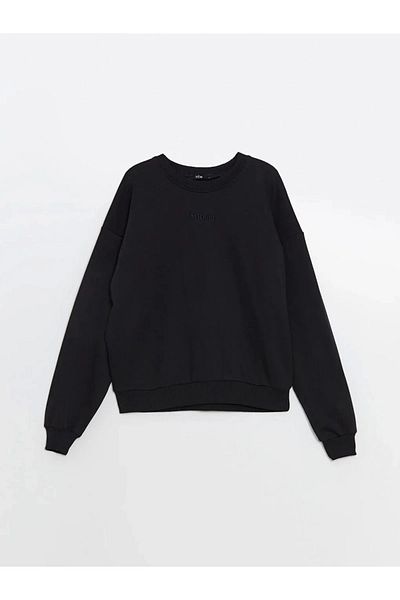 LC Waikiki Lc Waiki Navy Blue Crew Neck Embroidered Women's Sweatshirt