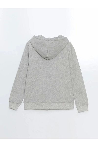 LC Waikiki Lc Waiki Gray Melange Hooded Women's Zippered Sweatshirt