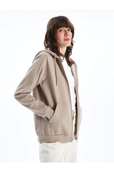 LC Waikiki Lc Waiki Hooded Plain Long Sleeve Women's Zip Sweatshirt