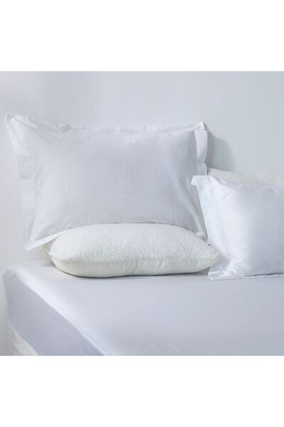 Danube Home Serene 3 Pc Cotton Super King Fitted Sheet Set-White-200x200 + 35Cm, 50x75Cm|100% Cotton-300 TC