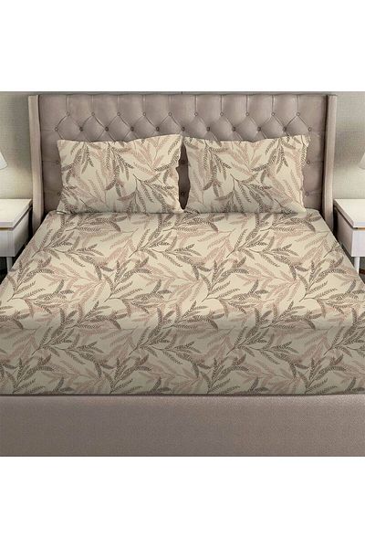 Danube Home Albany Super King Bed Fitted Sheet Set 200X200+30 Cm/50X75+15 Cm Leaf Linen | 80 Cotton; 20 Lyocell