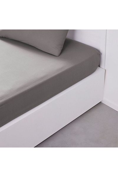 Danube Home ملاءة سرير بريستين فيت كوين، رمادي فاتح، مقاس 160×200 سم | قطن 100% - عدد الخيوط 144