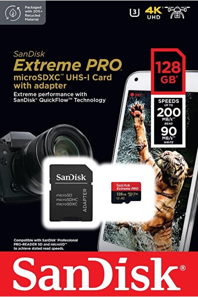SanDisk 128GB Micro SDXC Extreme Pro Card + SD Adapter + Rescue Pro Deluxe