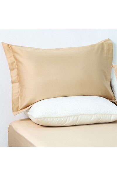 Danube Home Serene 2 Piece 300 Tc Cotton Twin Fitted Sheet Set 120X200 + 25Cm,50X75Cm Beige|100% Cotton-300 TC