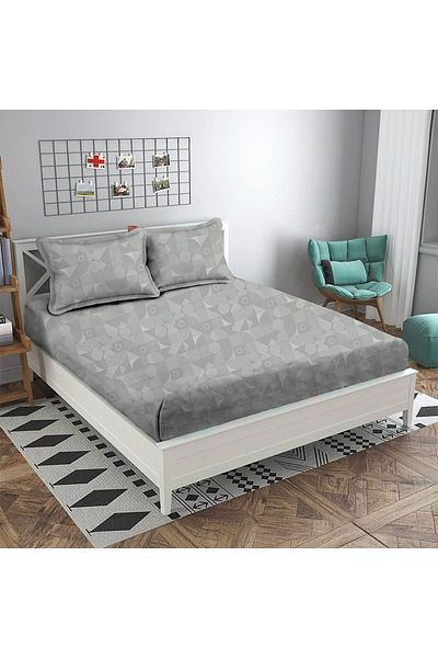 Danube Home طقم ملاءات سرير فردي من ألباني، مقاس 120×200 سم + 30 سم/50×75 سم + 15 سم، رمادي | قطن 80%، ليوسيل 20%