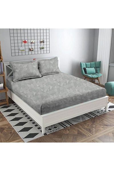 Danube Home Albany King Bed Fitted Sheet Set 180X200+30 Cm/50X75+15 Cm Grooves Grey | 80 Cotton; 20 Lyocell