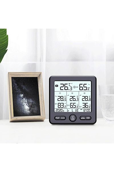 Saharaz Indoor digital thermometer, LCD display, 3 placement methods, with humidity display, white
