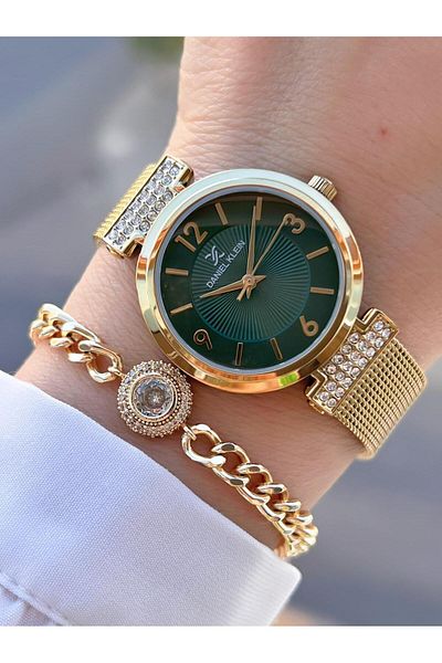 Daniel Klein Steel Mesh Cord 30 Mt Water Resistant Women's Wristwatch+Bracelet Byn.13966.4