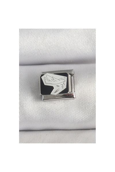 Skygo 316L Steel Silver Color Black White Bird Embroidered Nomination Charm - Tj-Bc1389