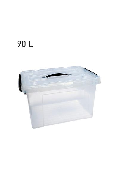 rexa Clear Plastic Storage Box with Lid – Stackable & Moisture - 90L