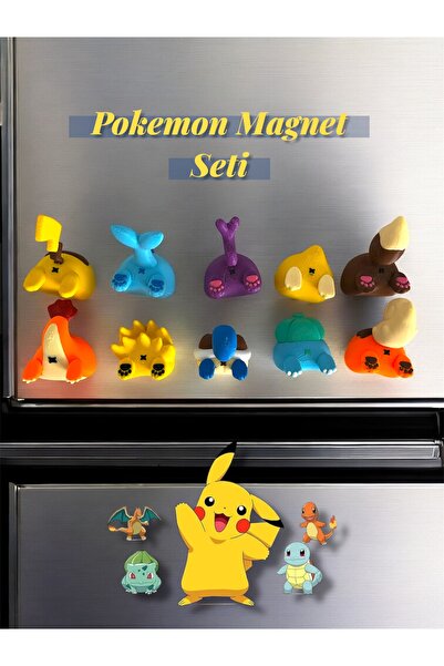 Bilgin Üretim 10’lu Pokémon Magnet Seti – Pikachu, Eevee, Charmander, Squirtl...