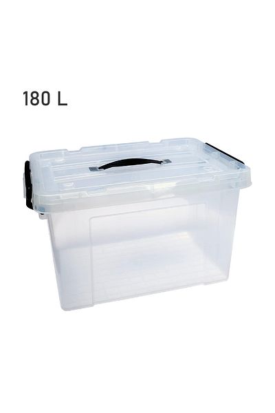 rexa Clear Plastic Storage Box with Lid – Stackable & Moisture - 180L