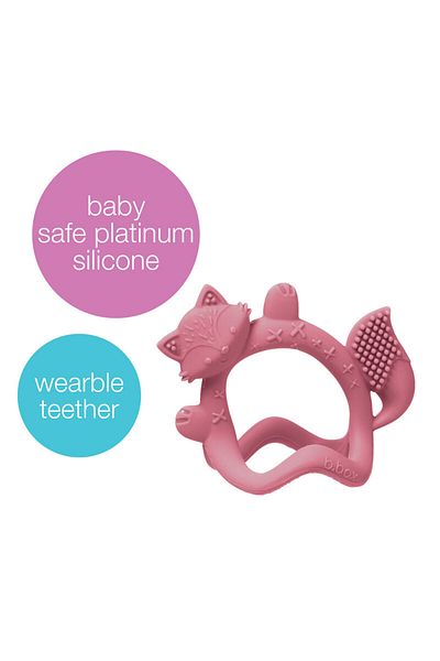 Bbox B.Box Wrist Teether – Blush , 3M+, Soft Silicone Teething Toy For Babies