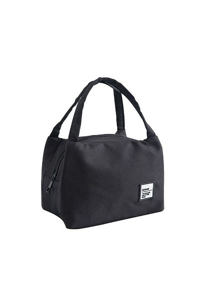 CYTHERIA Insulated Canvas Tote Lunch Bag Cotton Black 23 x18 x 15cm