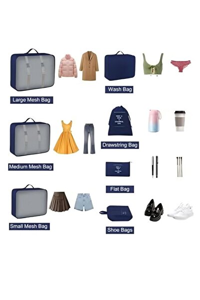 Generic 7 Piece Storage Bag Set, Travel Luggage Storage Organizer, Suitcase Essentials, Mesh Storage Bag