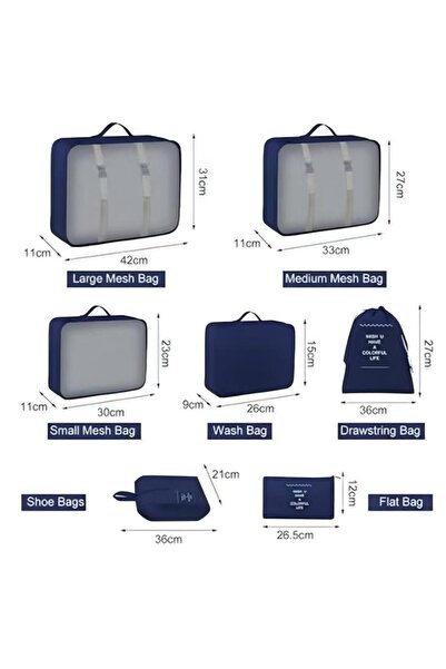 Generic 7 Piece Storage Bag Set, Travel Luggage Storage Organizer, Suitcase Essentials, Mesh Storage Bag