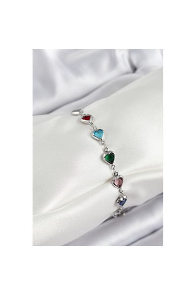 Skygo Brass Silver Color Mixed Color Heart Zircon Stone Women Bracelet - Tj-Bb7052