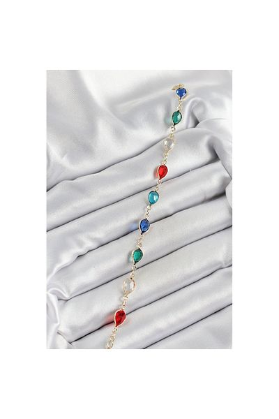 Skygo Brass Gold Color Mixed Color Drop Zircon Stone Women's Bracelet - Tj-Bb7048