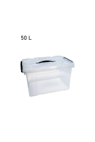 rexa Clear Plastic Storage Box with Lid – Stackable & Moisture - 50L